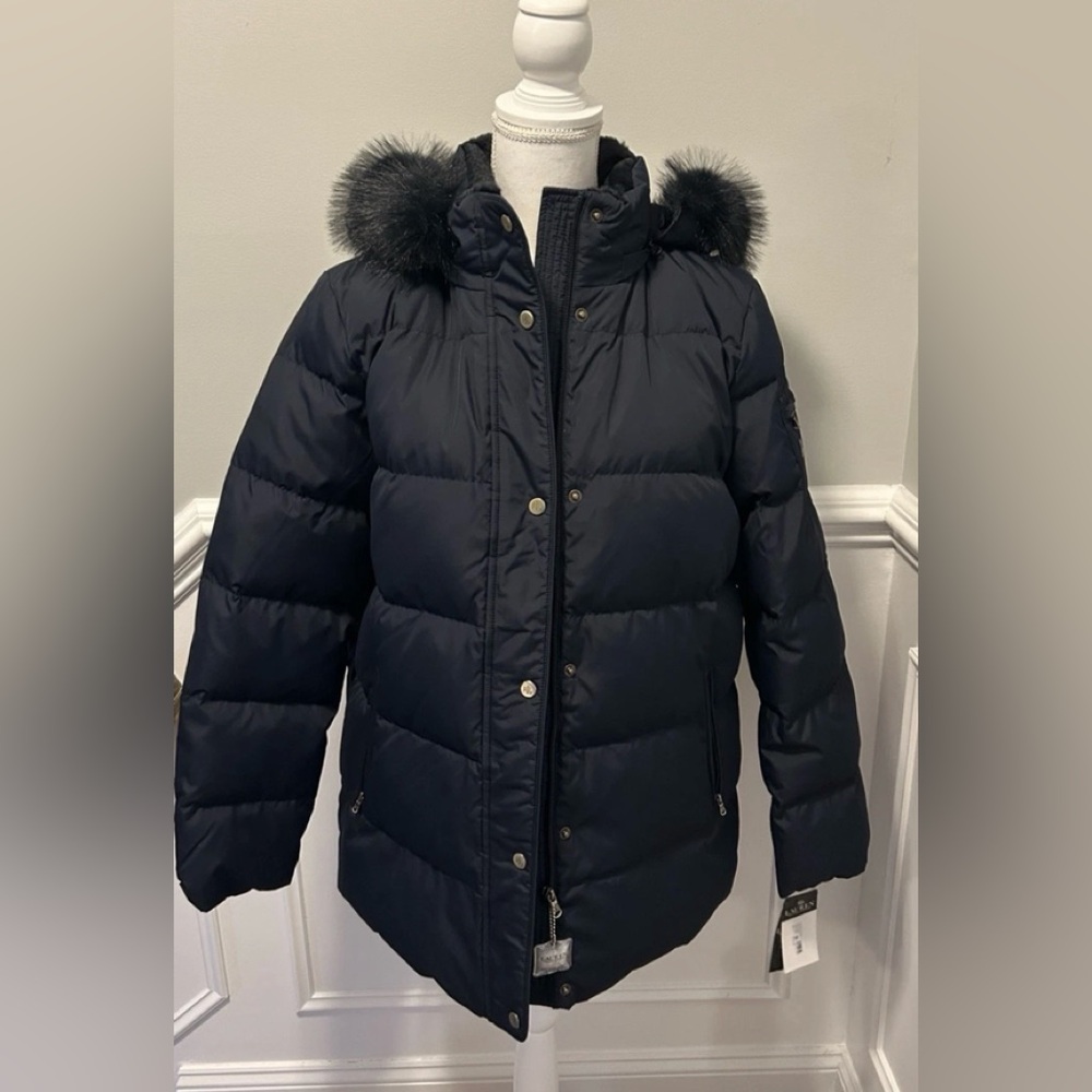 NEW Lauren Ralph Lauren Women’s Hooded Puffer Jacket Navy Size Large NWT